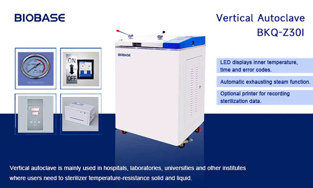 Biobase China Bkq-Z30I Flip-Open Door Type Vertical Sterilizer for Lab