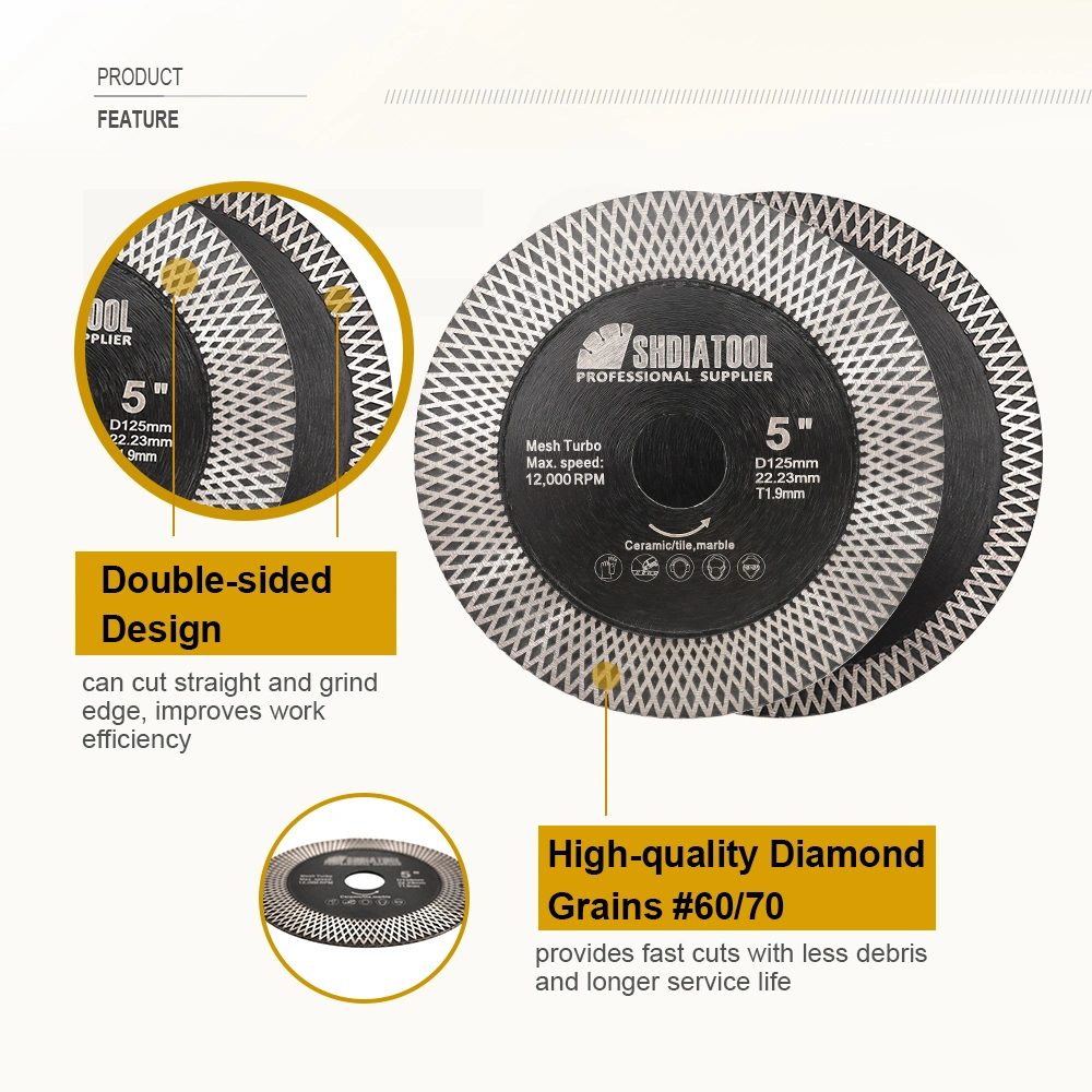 Dia 4&prime;&prime;/4.5&prime;&prime;/5&prime;&prime;/9&prime;&prime; Double Sides X Mesh Turbo Diamond Saw Blade Diamond Cutting Disc