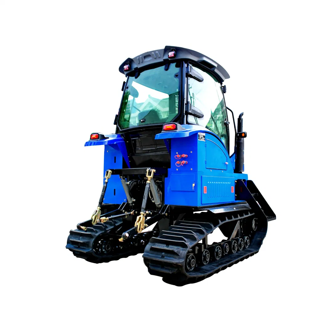 90, 100 HP Rubber Crawler Tractors for Paddy Field Agriculture Tractor Truck with Rotary Tiller Cultivator