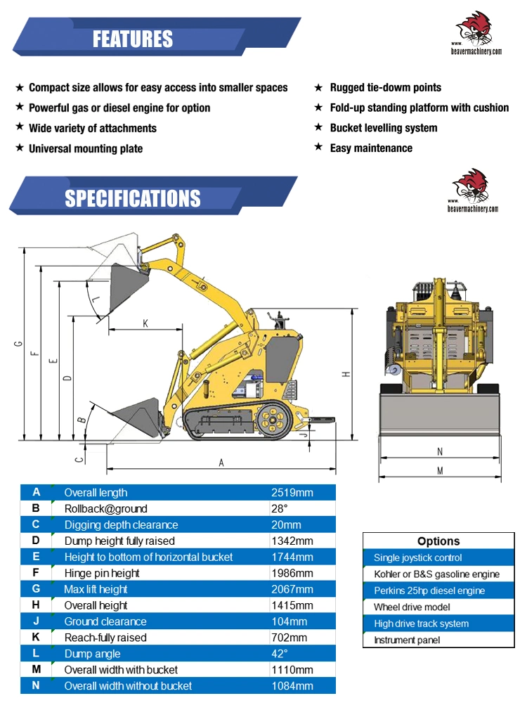 Factory Direct Wallk Behind Mini Skid Steer Loader for Sale