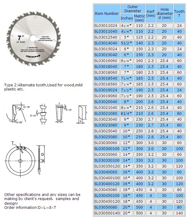 Wood Tct Saw Blade Carbide Circular Woodworking Cutting Disc