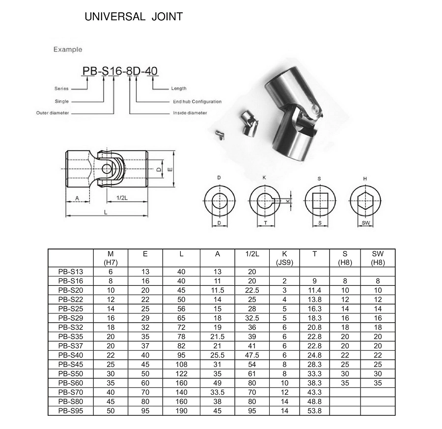 Shaft Universal Joint for Hitachi Single or Double Universal Joint