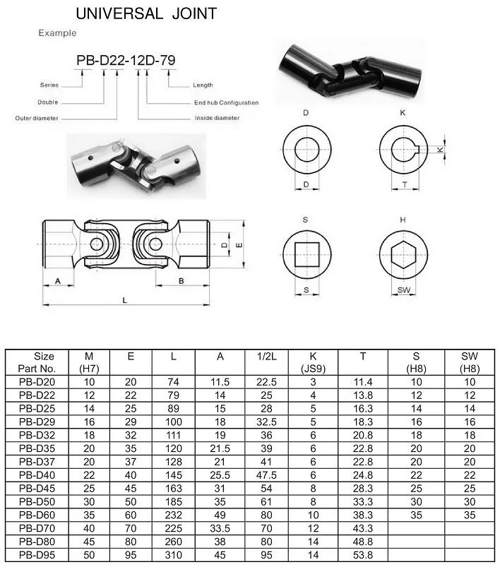 Shaft Universal Joint for Hitachi Single or Double Universal Joint