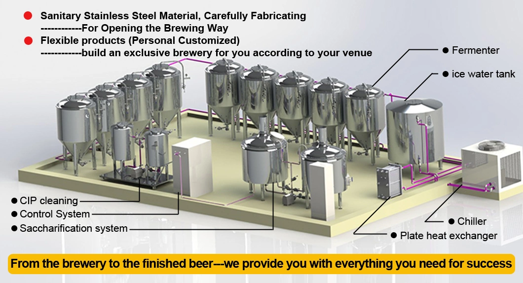 Customized 5000L 3000L Beer Brewery Equipment with Turnkey Project Service