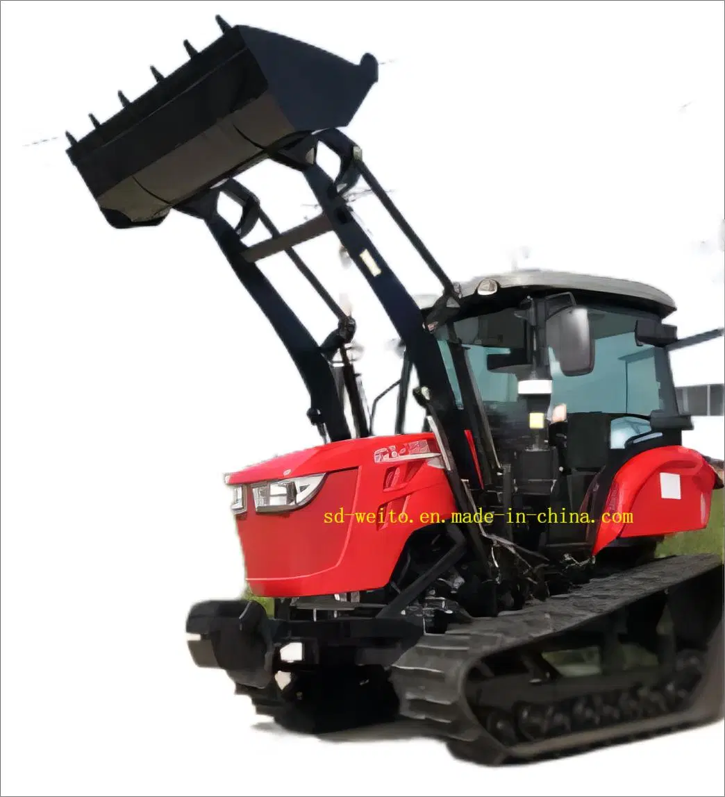 90, 100 HP Rubber Crawler Tractors for Paddy Field Agriculture Tractor Truck with Rotary Tiller Cultivator