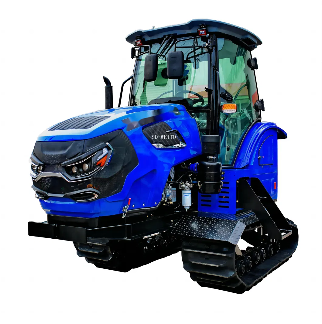 Mini Crawler Rotary Cultivator Ditching Machine 100 HP Farm Paddy Field Walking Track Tractor