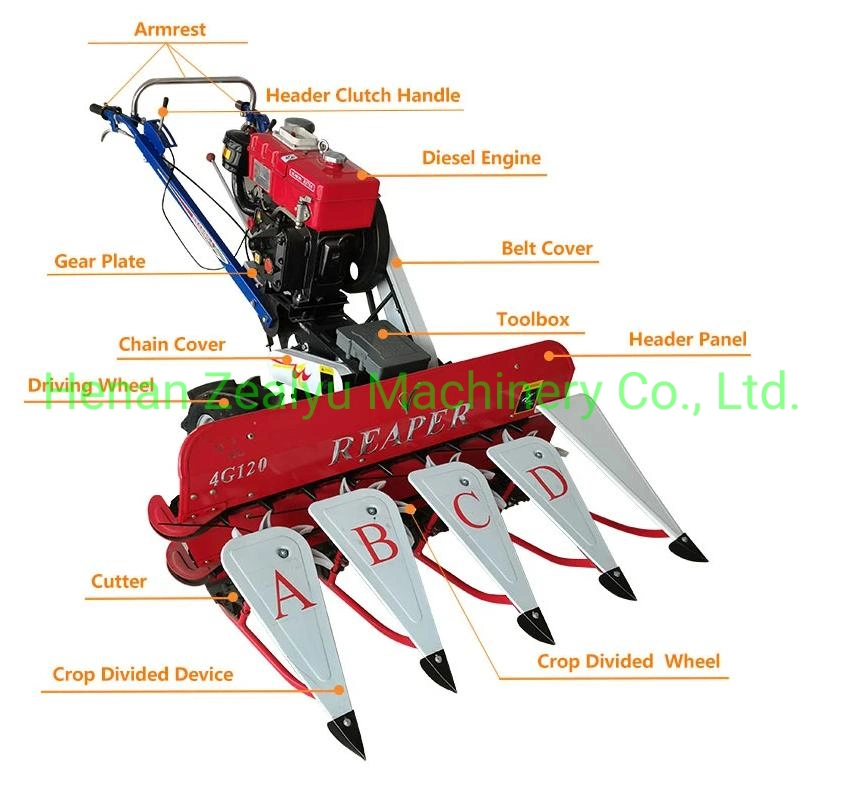 4s-120 Rice Paddy Wheat Clover Reaper Harvester Machine