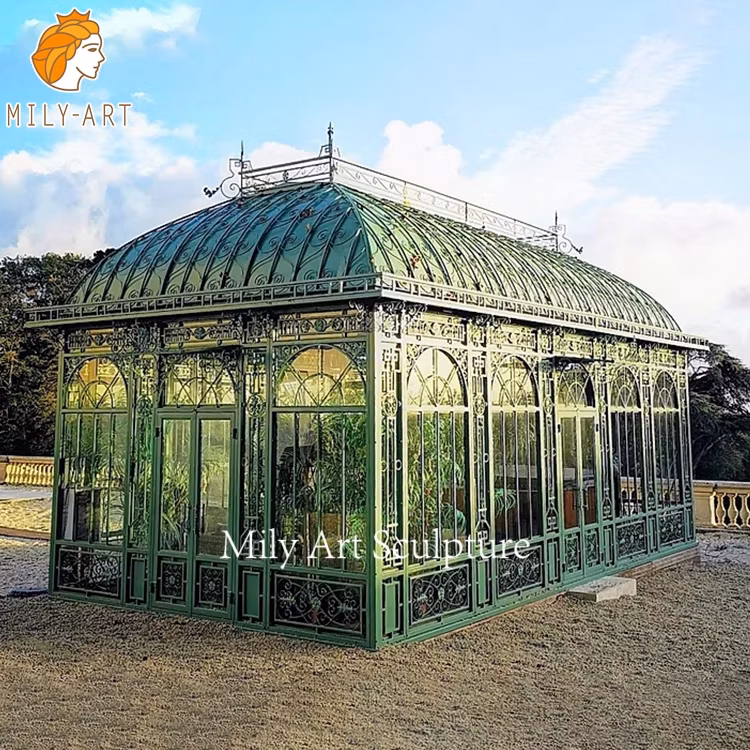 Garden Ornament Metal Frame Pavilion Wrought Iron Gazebos Greenhouse for Sale