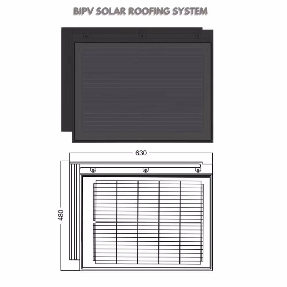 France Solar Photovoltaic BIPV Rooftop System Greenhouse Solar Pane Roof Tiles Shingles for Roof
