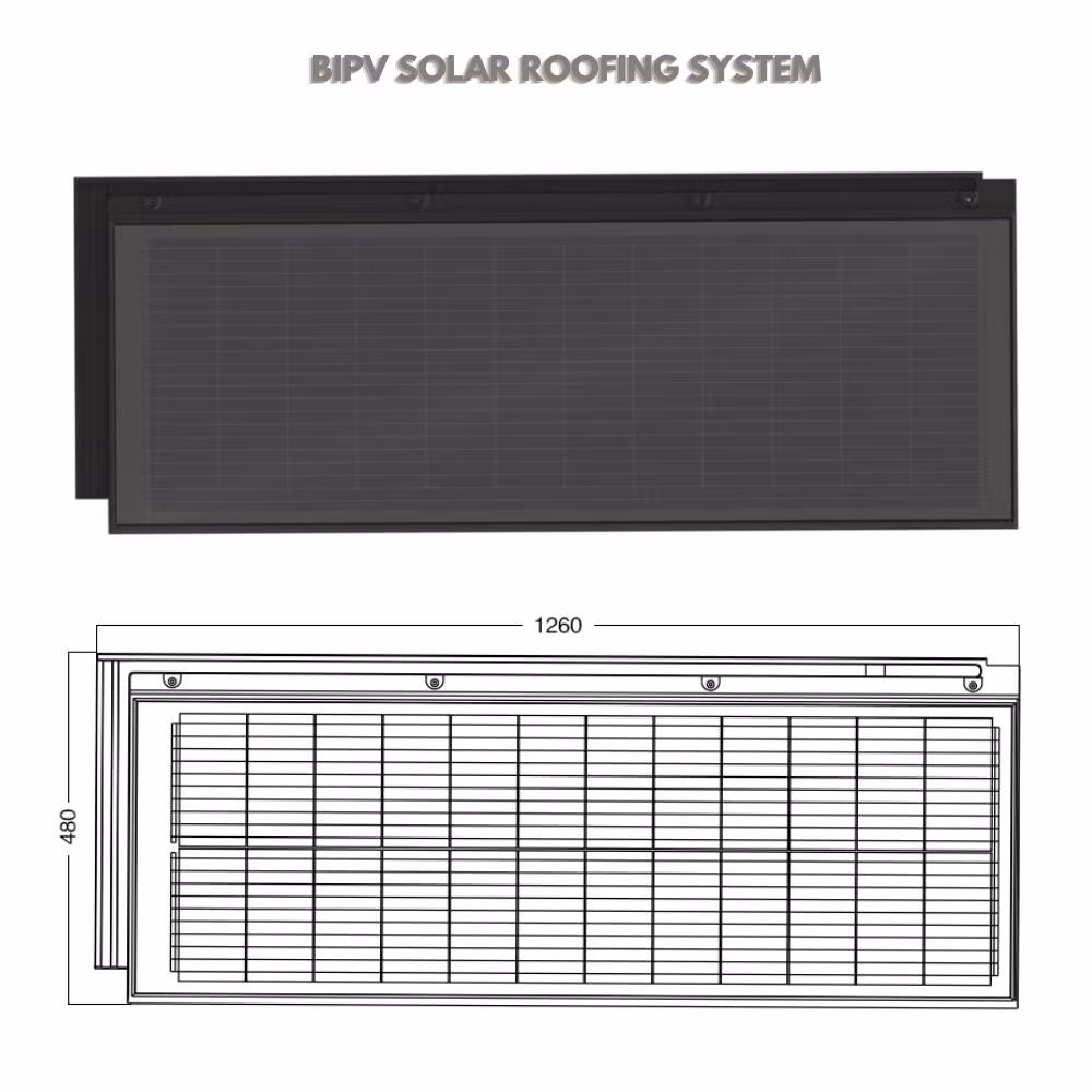 France Solar Photovoltaic BIPV Rooftop System Greenhouse Solar Pane Roof Tiles Shingles for Roof