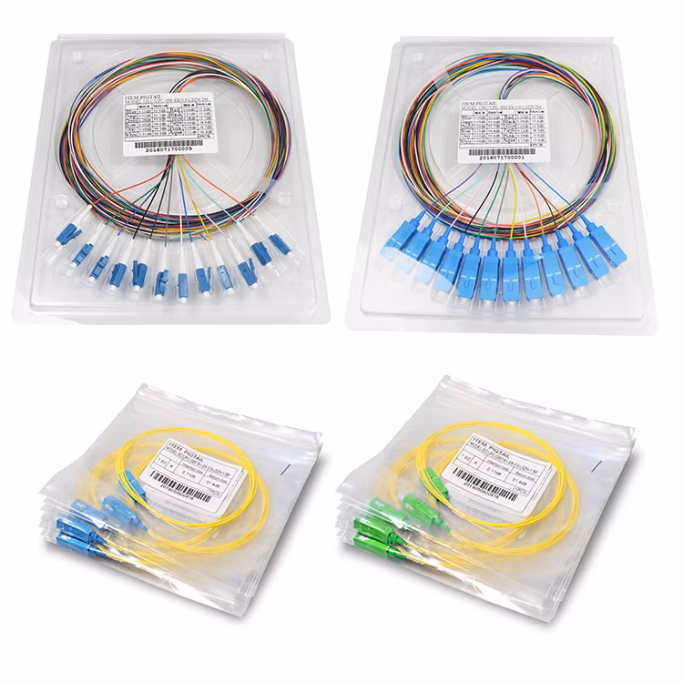 Factory Good Price for 12 Color Sc/LC/FC/St Upc APC 0.9/2.0/3.0mm Cable Singlemode Fiber Optic Pigtail 12 Core Fiber Pigtail