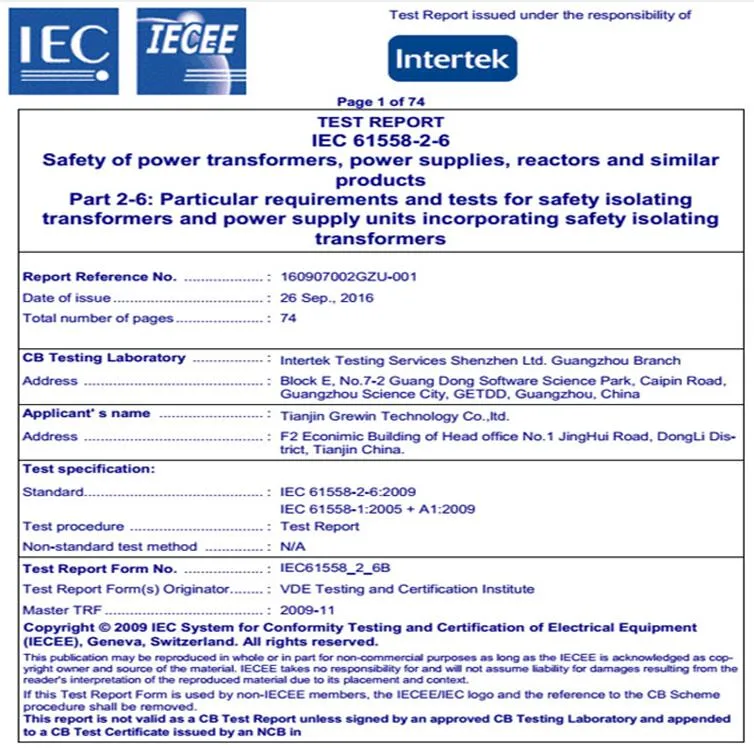 Silicon Steel Sheet UPS Toroidal Transformer