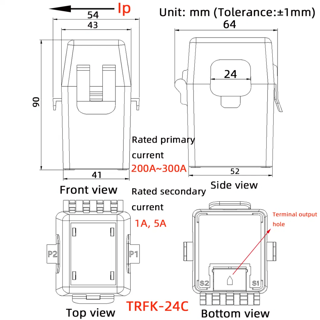 Tr High Precision Sensitivity Split Core Open Close AC/DC Current Transformer Sensor for Measuring CT 200A~300A