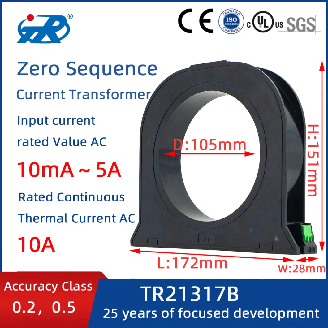 Tr AC DC Electrical Fire Monitoring Closed-Loop Residual Zero-Phase Current Transformer Sensor