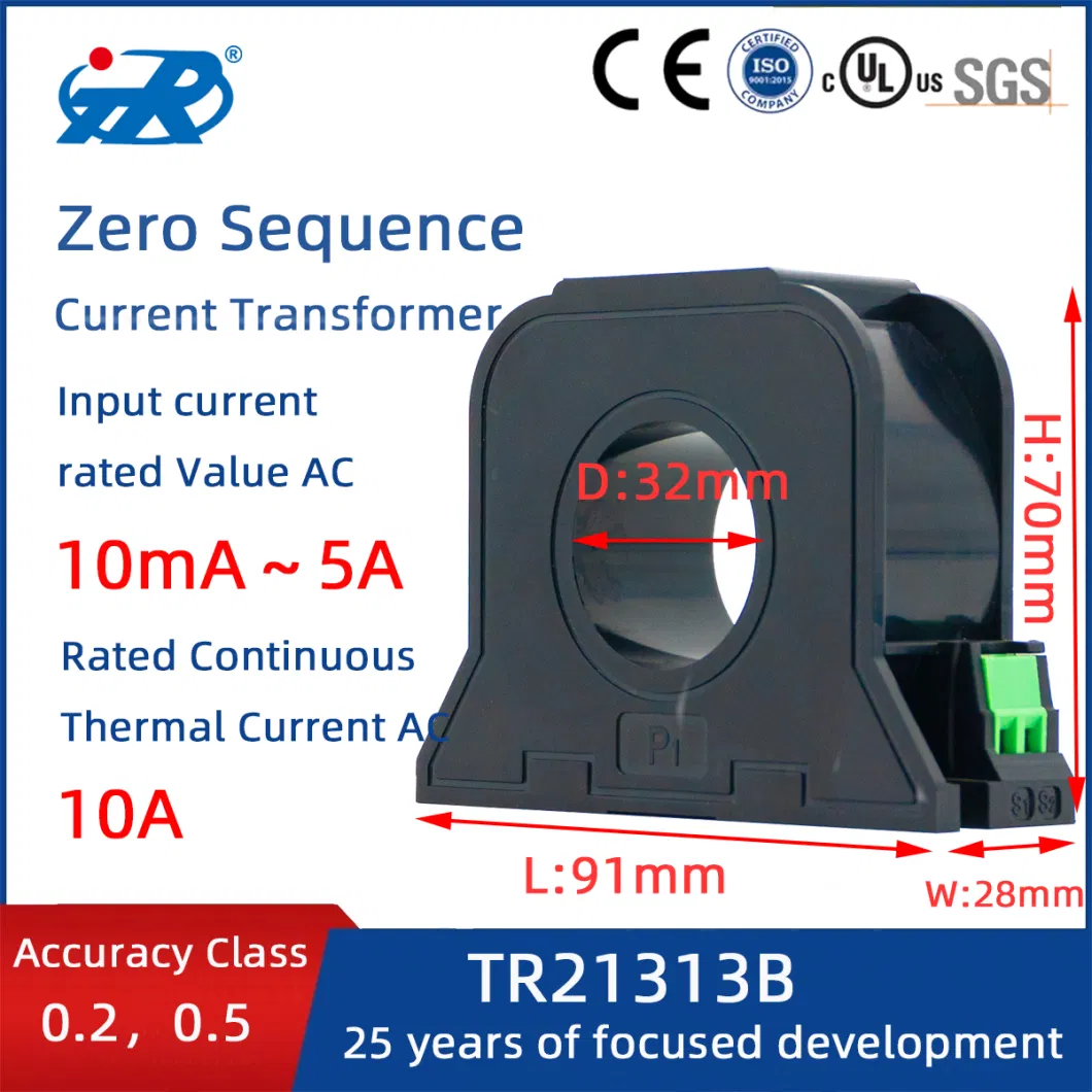 Tr AC DC Electrical Fire Monitoring Closed-Loop Residual Zero-Phase Current Transformer Sensor