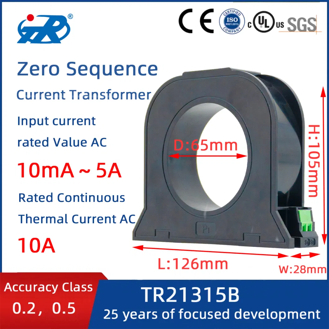 Tr AC DC Electrical Fire Monitoring Closed-Loop Residual Zero-Phase Current Transformer Sensor