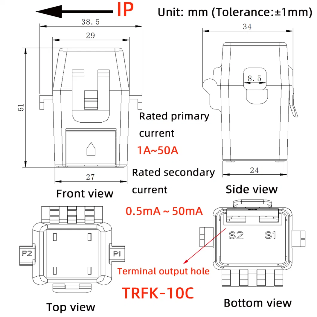 Tr Rural Power Grid Renovation High-Precision Open Close Split Iron Core Current Transformer Sensor Input 1A~50A