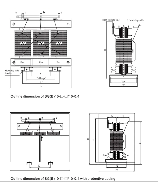 630 kVA 22-0.4 Kv Dry Type Transformer with IP 21/22/23 Enclosures