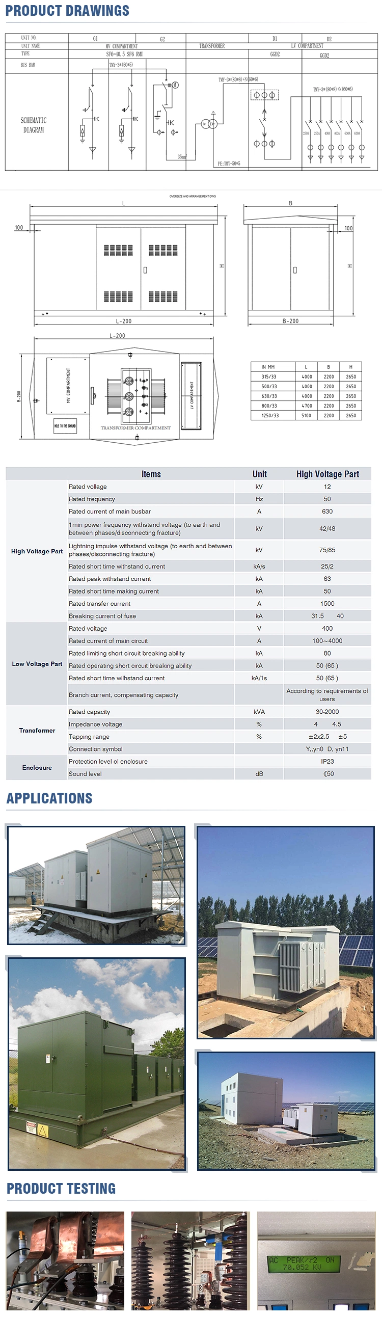 33 Year Brand Outdoor Prefabricated Combination Substation Hv/Mv Compact Transformer Substation