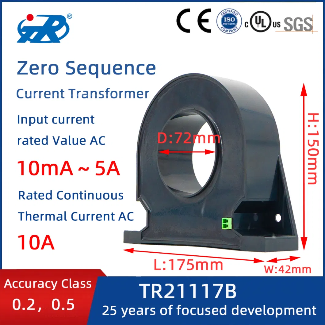 Tr AC DC Electrical Fire Monitoring Closed-Loop Residual Zero-Phase Current Transformer Sensor