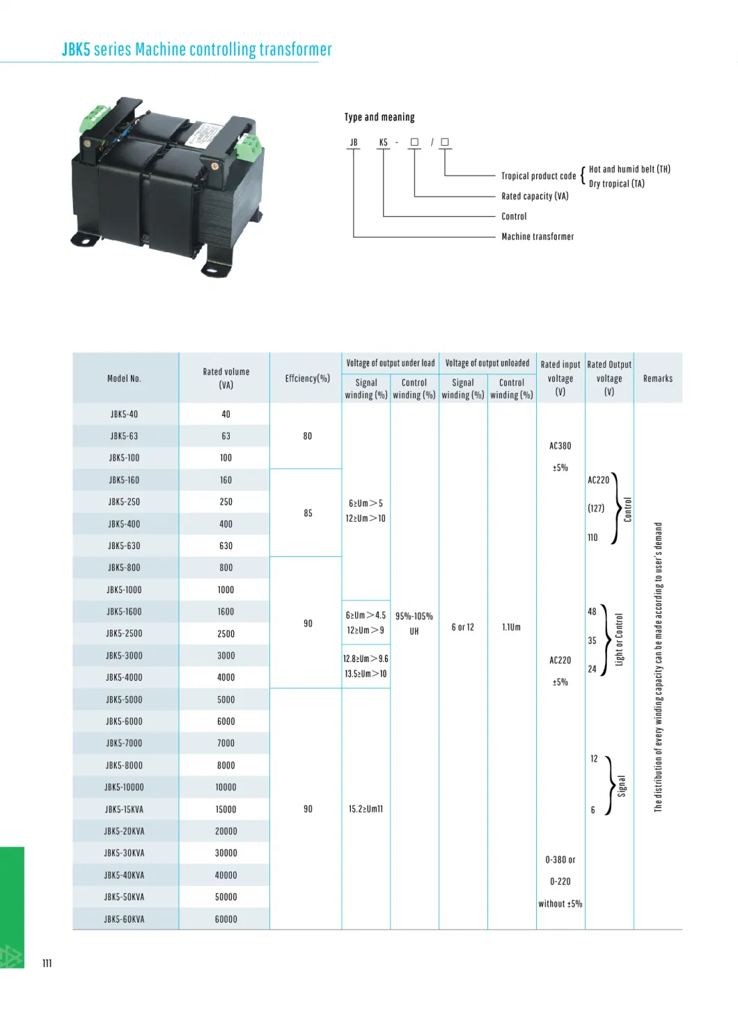 Jbk5 Series Machine Controlling Transformer, Singel Phase Under 1000V