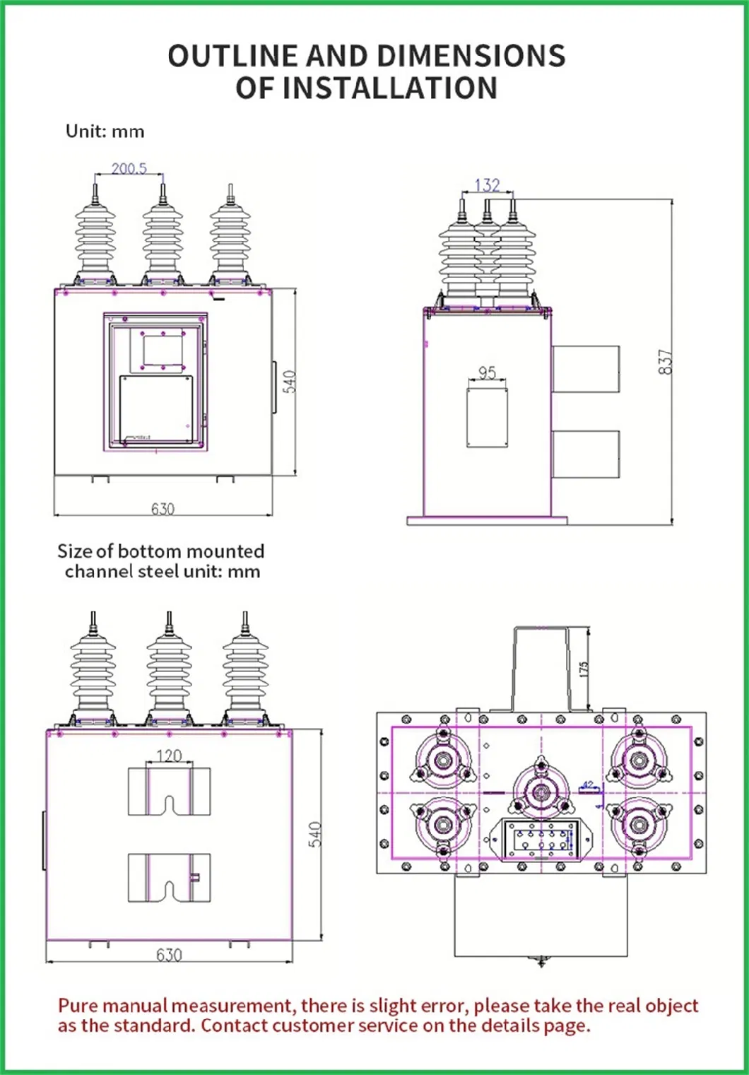 Jlszv 6/10kv 10000/100V 5-300A Outdoor Three-Phase Combined Instrument Transformer High-Voltage Metering Box