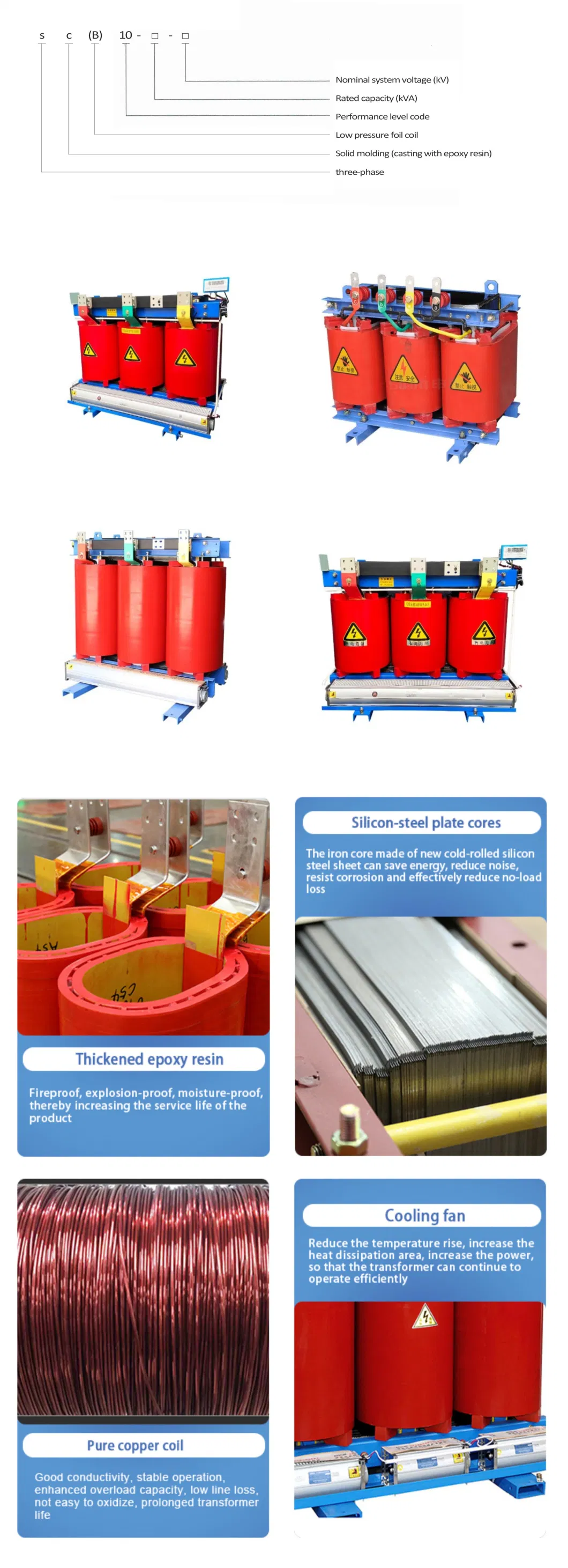 500kVA 1000kVA 50Hz Voltage Transformer Dry Type Transformer