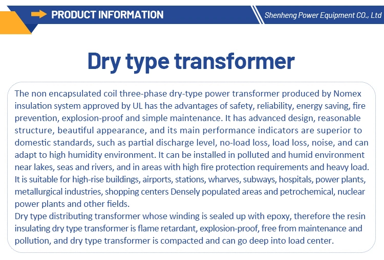 11/0.4 Kv Dry Transformer 1600 kVA Dry Type Cast Resin Transformer