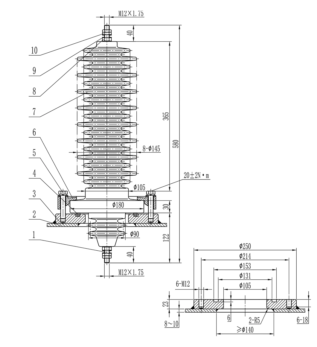 40.5kv 100A 315A High Voltage Epoxy Resin Bushing