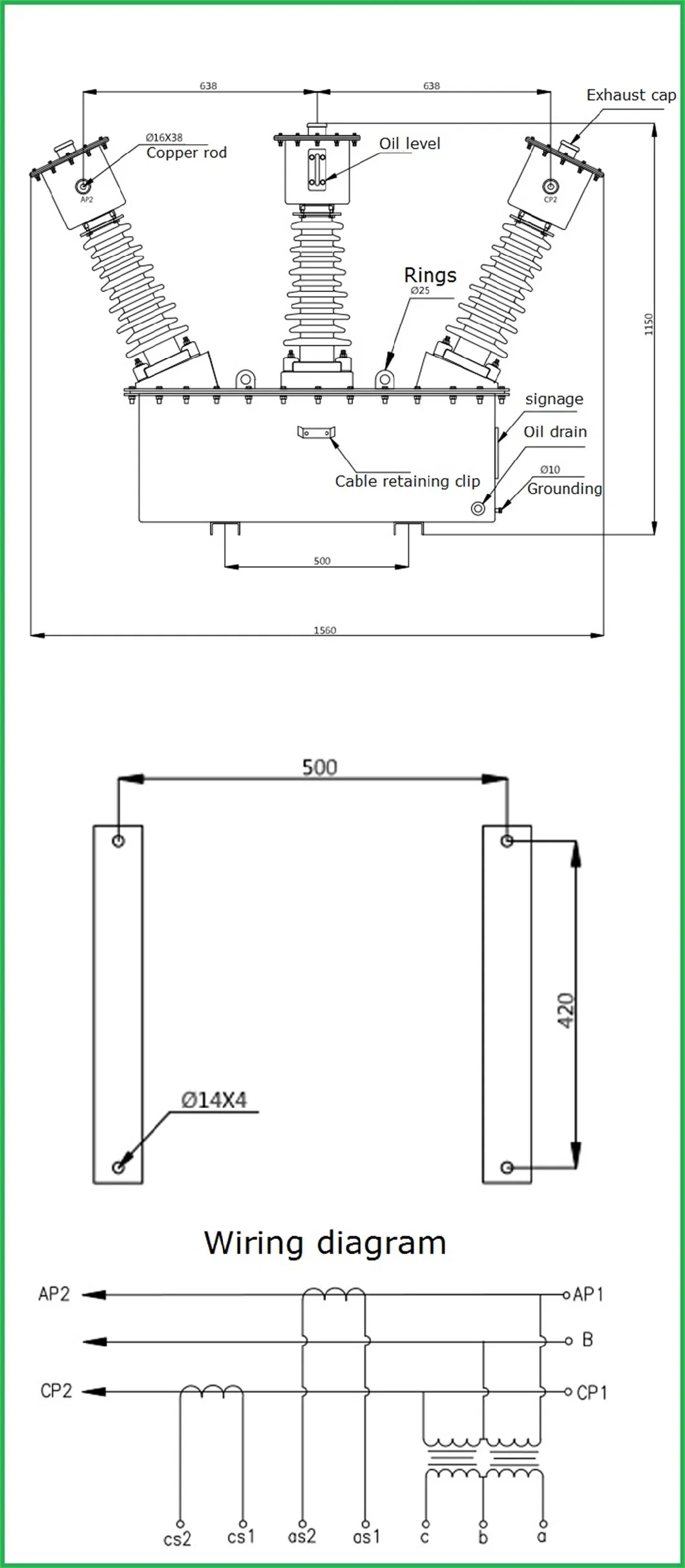 Jls-35kv/100V 5-300A 30/50va 10/20va Outdoor Oil-Immersed Combined Instrument Transformer High Voltage Power Metering Box