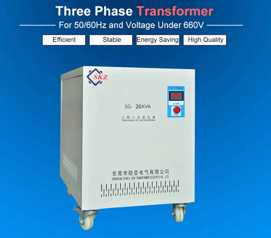 China Manufacturer Electrical Instrument Two Windings Dry Type 220V to 440V Three Phase Step up Transformer