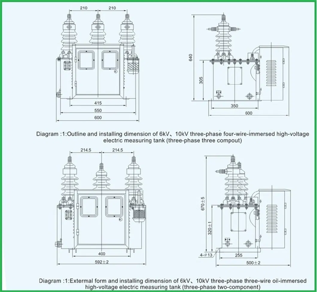 Jls 3/6/10kv 5A Outdoor Oil-Immersed High-Voltage Power Metering Box Three-Phase Three-Wire Combined Instrument Transformer