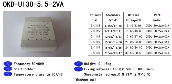 Ui30 Epoxy Resin Encapsulated Transformer Easy Mounting PCB Transformer