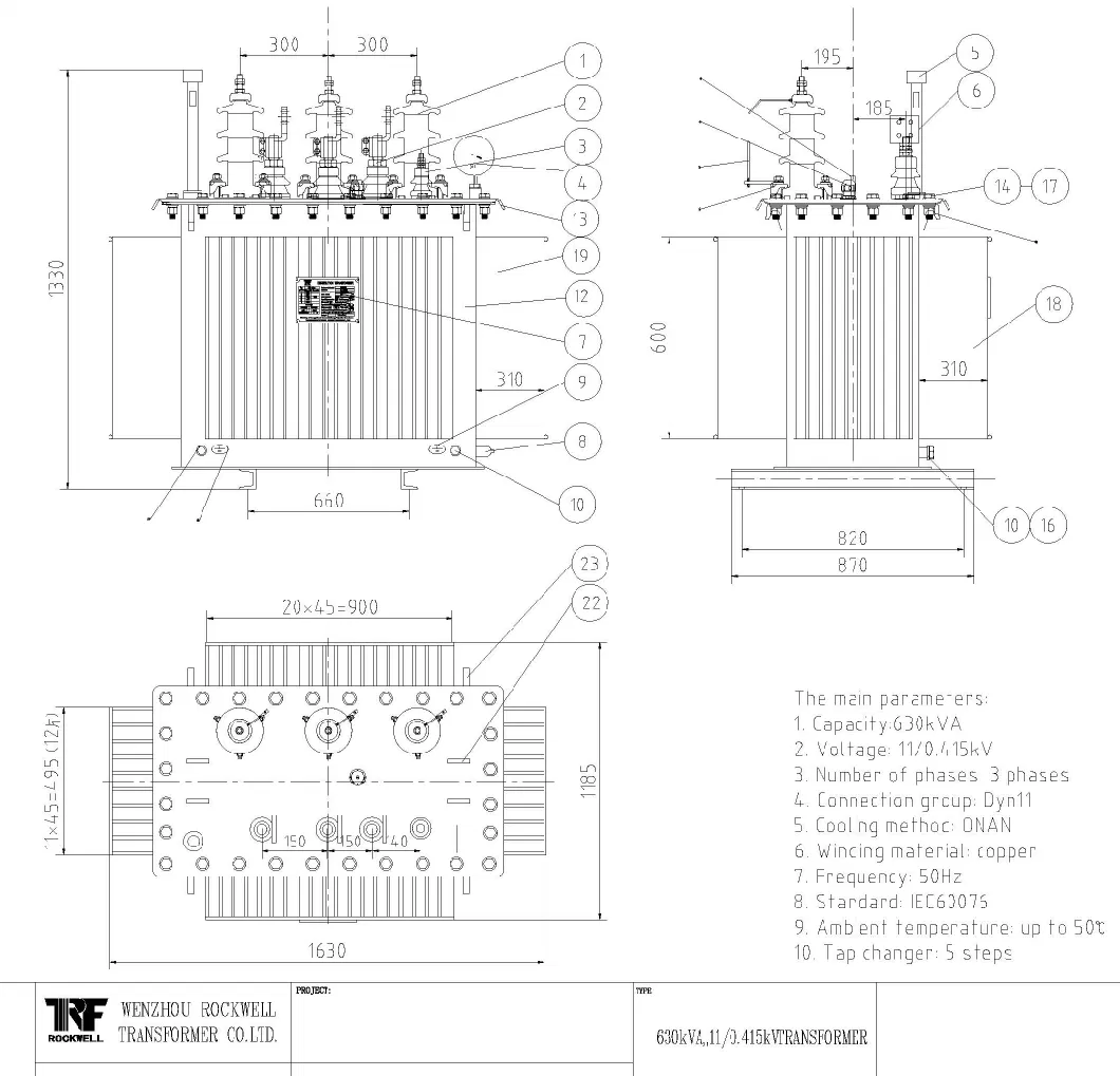 Rockwell Brand 11kv 20kv 33kv Step Down Step up Cast Resin Insulation Dry-Type Distribution Power Transformer