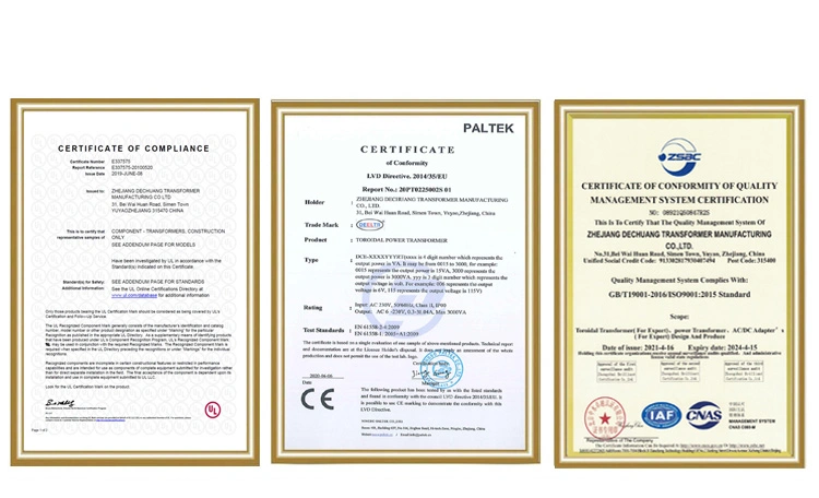 CE UL Certificate 12V -0-12V 150va Toroidal Transformer