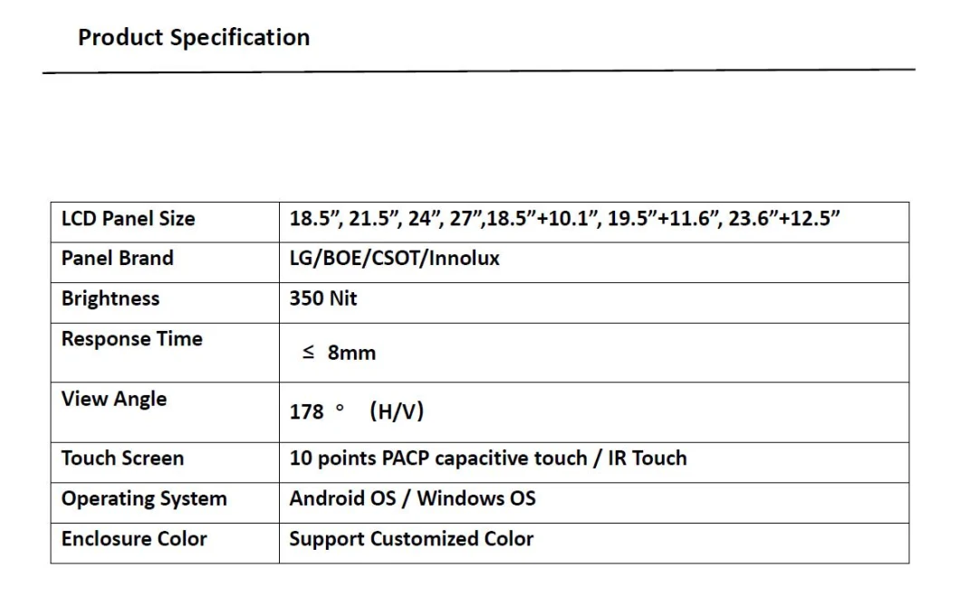 Factory Price Indoor Android System Horizontal Wall Mount 21.5-Inch + 11.6-Inch Wall Mount LCD Digital Signage Kiosk Player