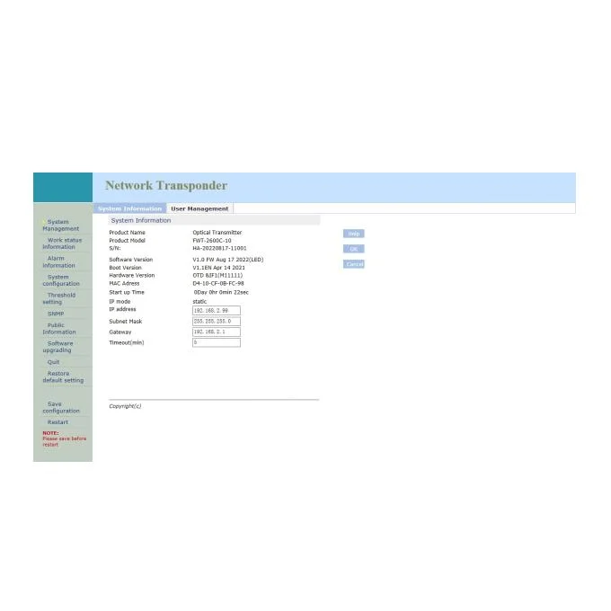 FWT-2600c-10 1550nm Satellite and CATV Optical Transmitter