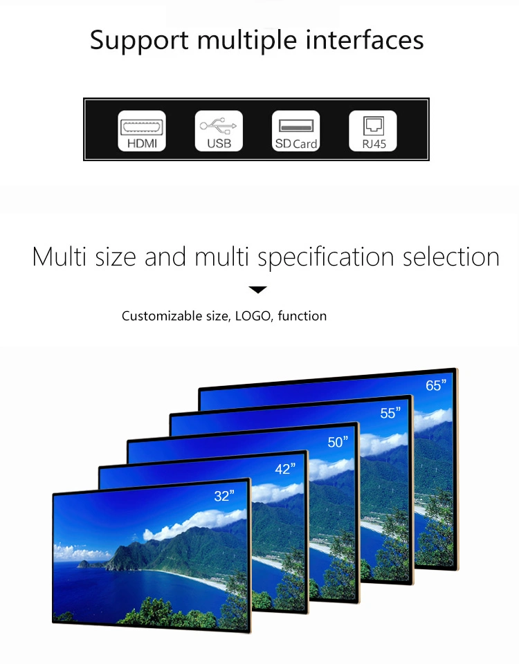 32&quot;/43&quot;/49&quot;/55&quot;/65&quot; Advertising TV for Indoor Use Touch Screen Advertising TV Wall Mount Digital Signage Digital Signage