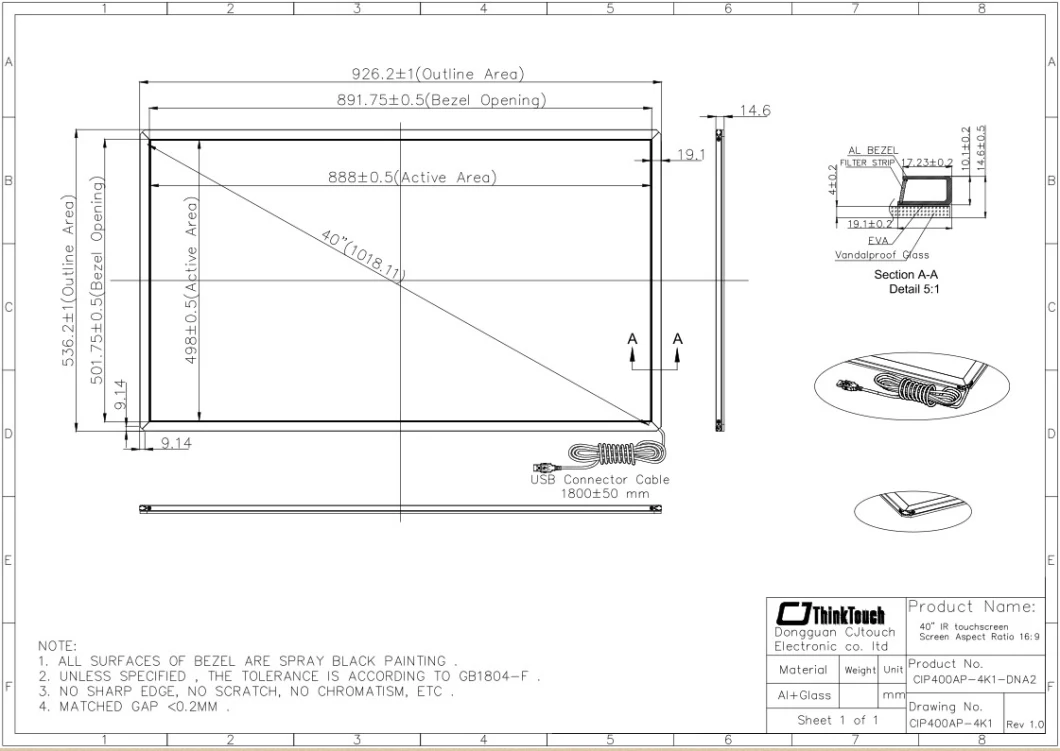 Advertising Education Smart TV 40 Inch IR Touch Screen Frame School Meeting Confenrence Whiteboard LCD Monitor Overlay Kit