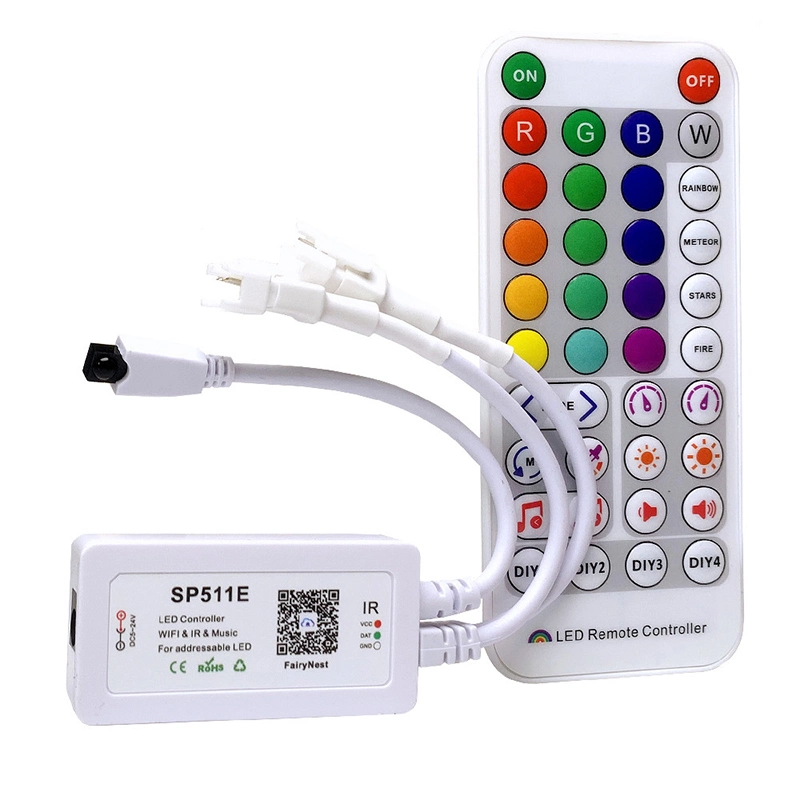 Sp511e Addressable Google Alexa 5V-24V Wireless IR RGB LED Strip Light Music Controller with Remote