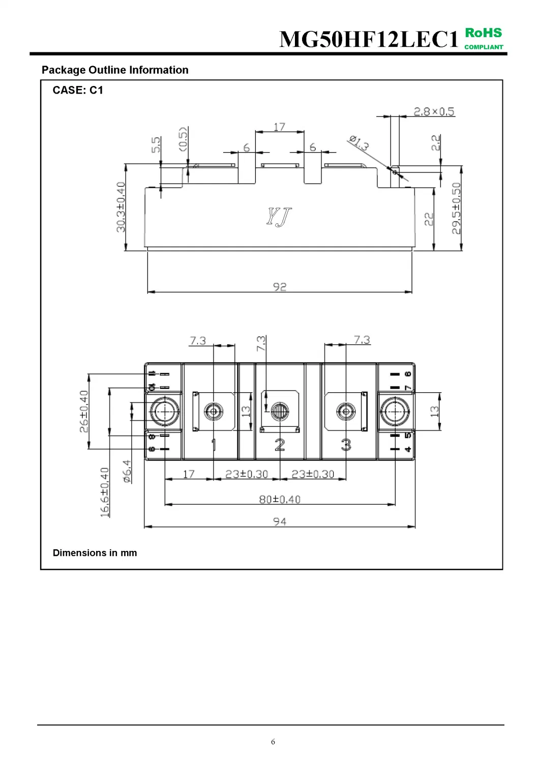 IGBT Modules VCES-1200V IC-50A High speed IGBT in NPT technology Low switching losses fetures applications MG50HF12LEC1