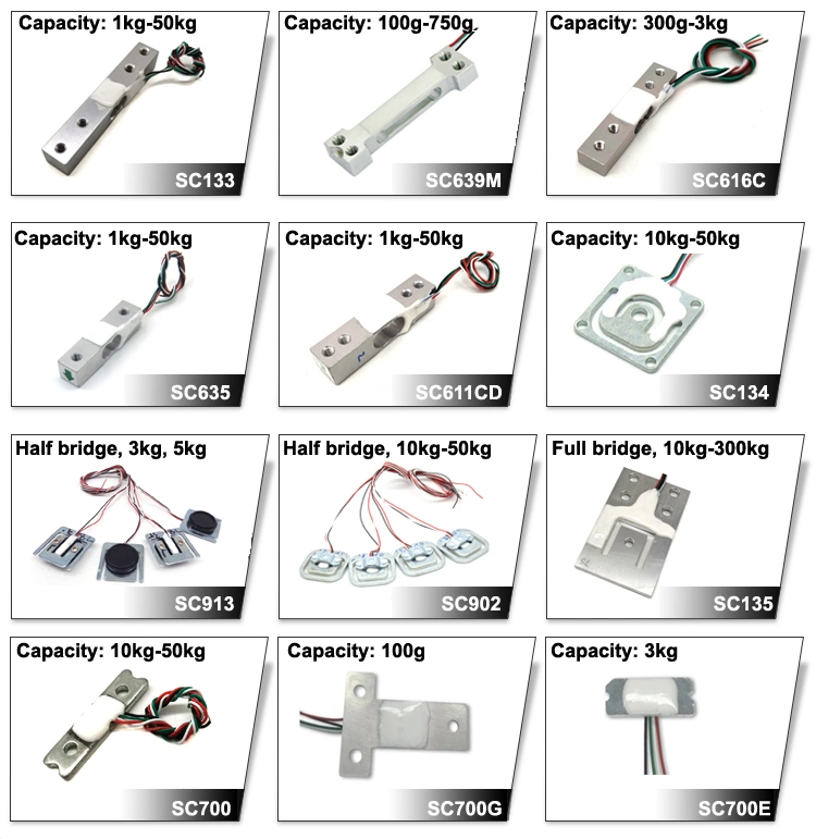 3 Wires Half Bridge Load Cell 4PCS 50kg 200kg Body Scale Load Cell Weight Sensor + Hx711 Ad Weighing Module