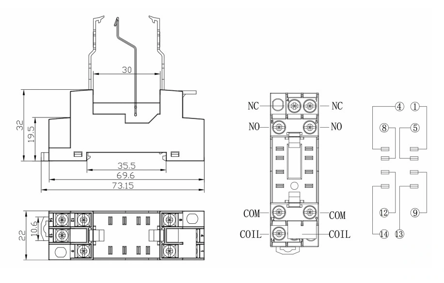 electric components Power Relay Socket PYF08A3-E for MY2 HH52P