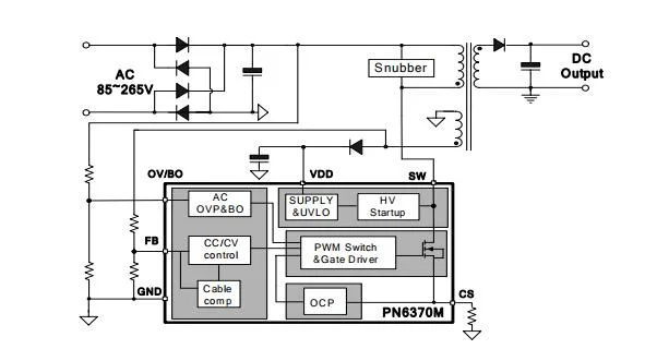 Super-Low Stand-by Power Dissipation Quasi-Resonance PSR AC-DC Converter IC PN6370M Electronic Component