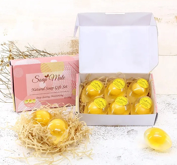 Online Wholesale in Stock Organic Handmade Yolk Egg Soap Collagen Anti Acne Soap Guta Whitening Soap Natural Handmade Egg Shape Beauty Bar Toilet Soap