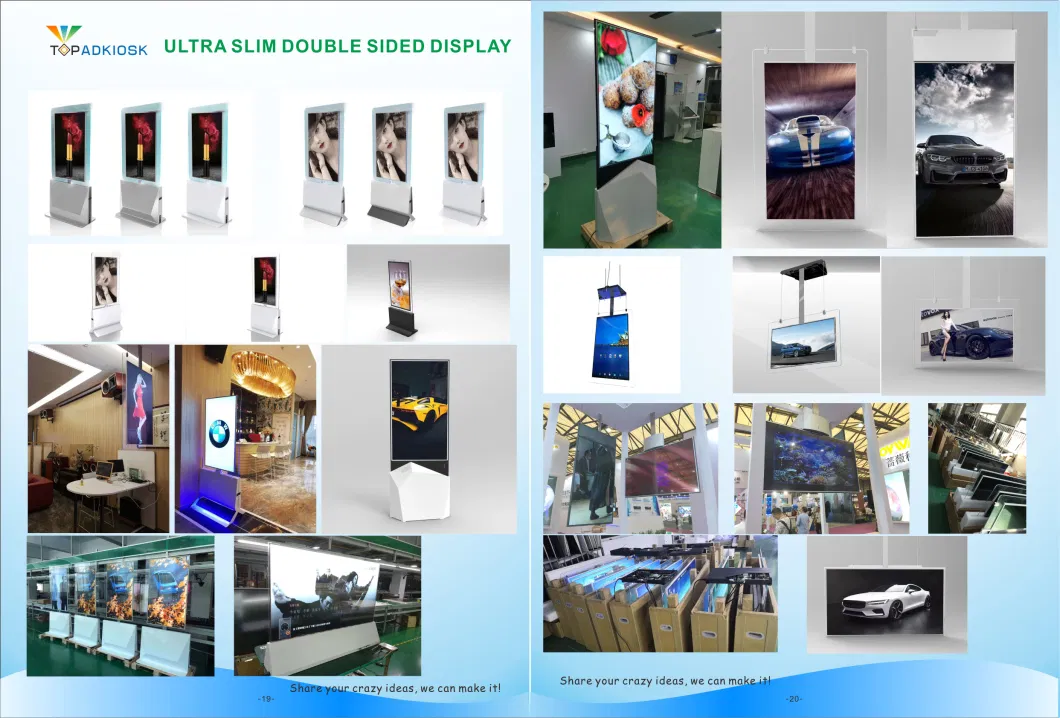 Ultra Slim Double Sided Kiosk for Advertising Digital Signage LCD Display with Android and Windows OS