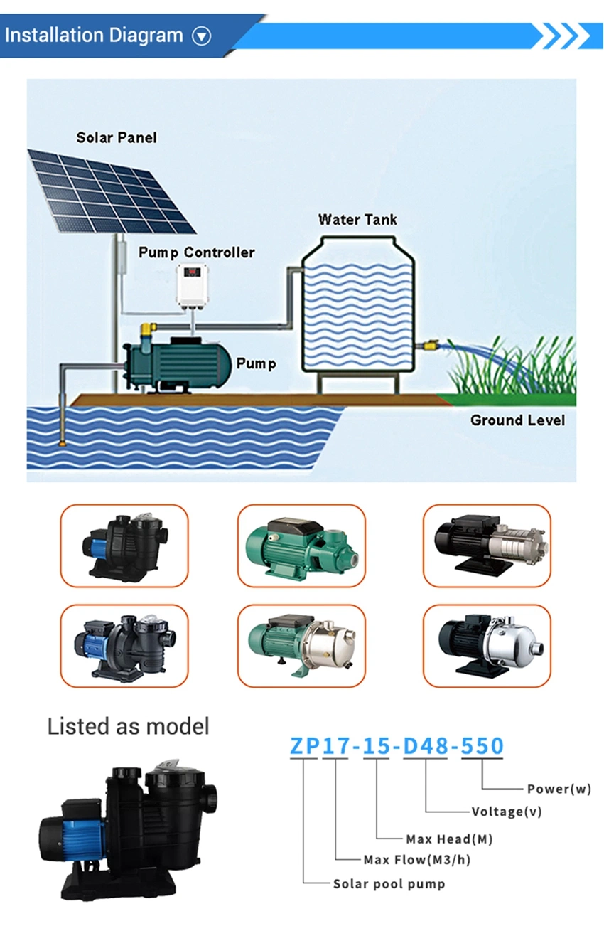 Solar Power Swimming Pool Pump Kit DC Solar Pump in Thailand