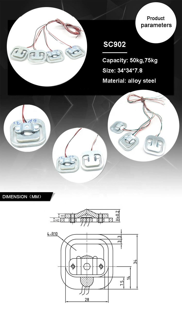 3 Wires Half Bridge Load Cell 4PCS 50kg 200kg Body Scale Load Cell Weight Sensor + Hx711 Ad Weighing Module