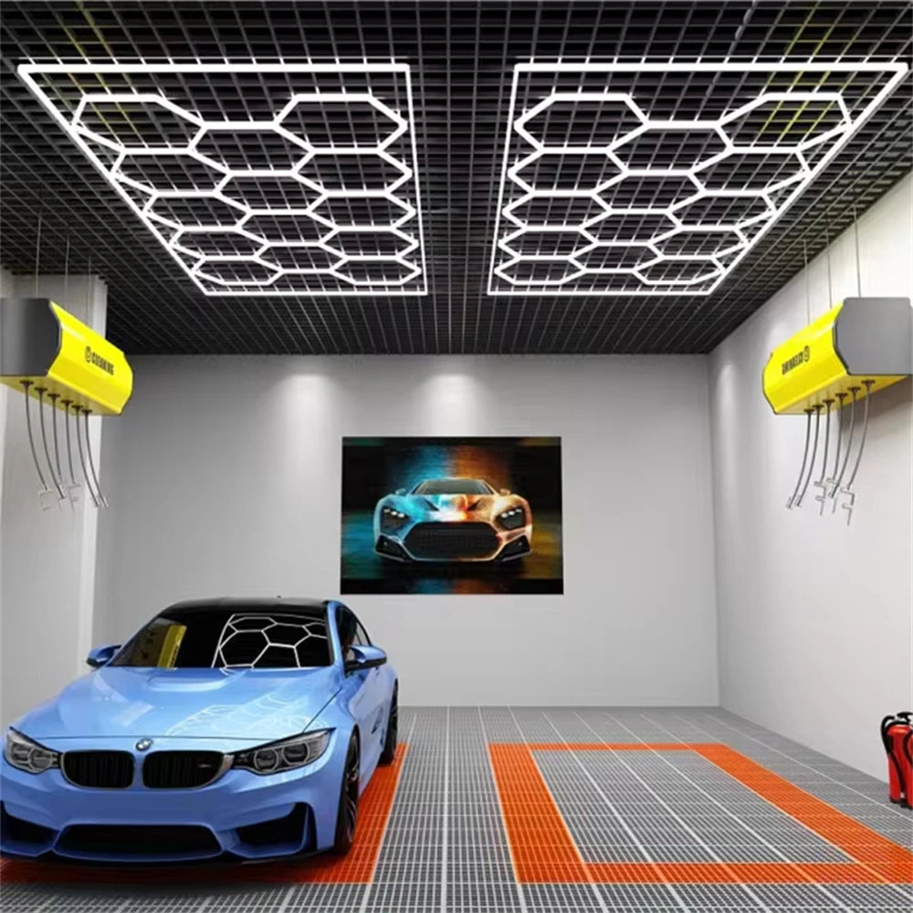 Auto Repair Car Wash Workshop LED Lighting Car Repair Hexagonal Garage Workshop