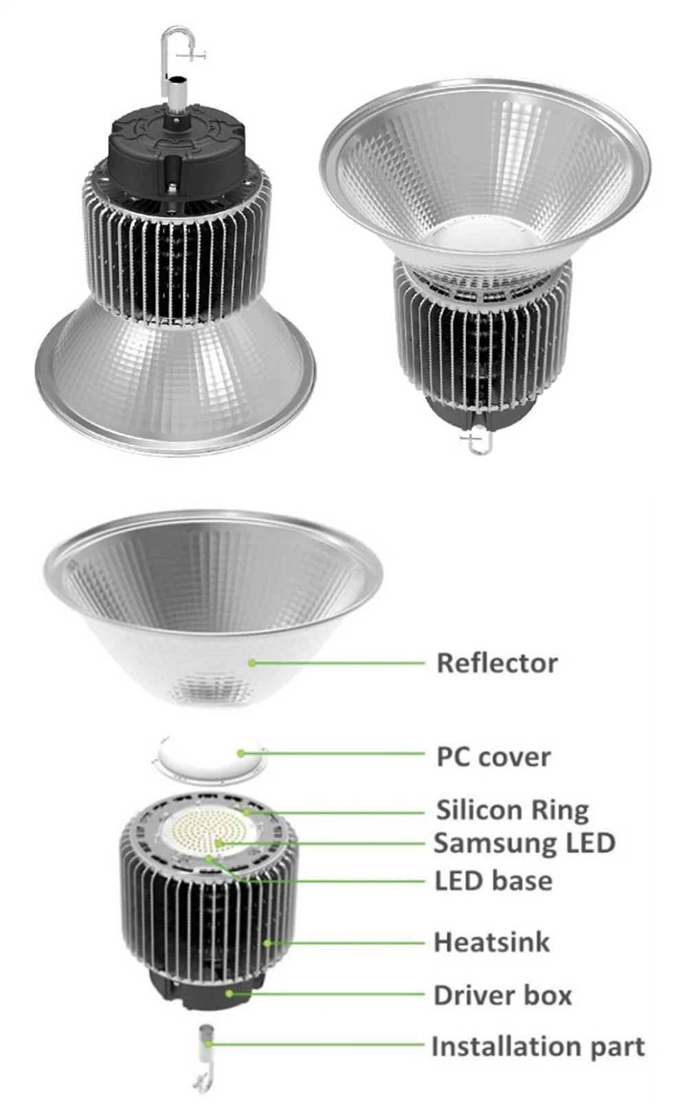 High Power Aluminum Samsung LED Highbay Lighting for Exposition Hall